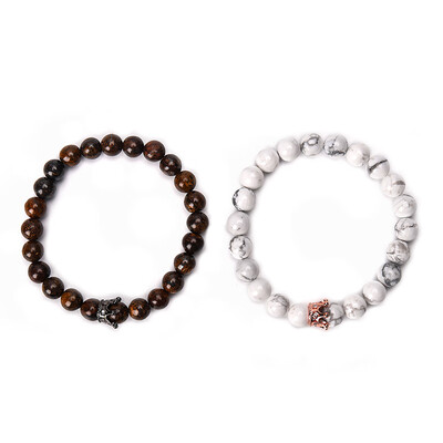 Crown Natural Stone Micro Inlay Zircon Elastic Line Bracelet Unisex Bracelet