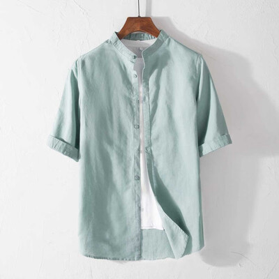 Toponeto Mens Causal Shirt Half Sleeve Top Button Cotton Linen Solid Color Loose Blouse
Toponeto Mens Causal Shirt Half Sleeve Top Button Cotton Linen Solid Color Loose Blouse