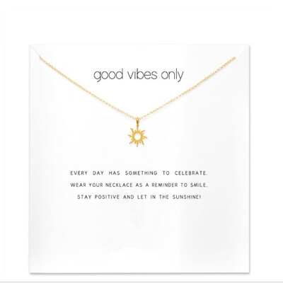 Good Vibes Only Sun Pendant Necklace For Women Gift
