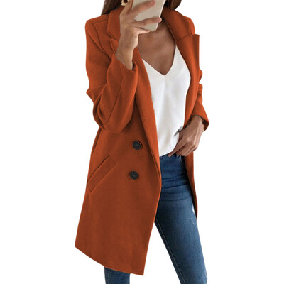 Women Autumn Winter Casual Double Breasted Top Coat Solid Color Lapel Long Button Wool Outwear Fashion
Women Autumn Winter Casual Double Breasted Top Coat Solid Color Lapel Long Button Wool Outwear Fashion