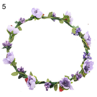 Girls Faux Flower Hair Headband Garland Wreath Wedding Party Bride Headpiece
