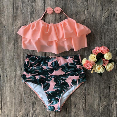 Women Two Piece Bikini Set Solid Polka Dot Floral Print Halter Neckline Ruffle High Waist Sexy Bathing Suit
Women Two Piece Bikini Set Solid Polka Dot Floral Print Halter Neckline Ruffle High Waist Sexy Bathing Suit