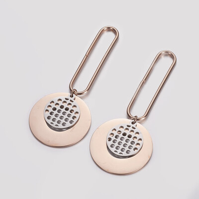 304 Stainless Steel Dangle Stud Earrings Flat Round&Oval Rose Gold & Stainless Steel Color 72mm Pin 08mm
304 Stainless Steel Dangle Stud Earrings Flat Round&Oval Rose Gold & Stainless Steel Color 72mm Pin 08mm