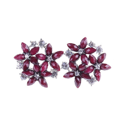 Fashion Women Crystal Stud Earrings 3 Flower Elegant Stud Earrings