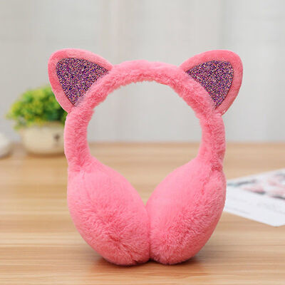 Women Girl Cat Ear Muffs Earlap Sequin Earmuffs Winter Ear Warmer Earmuffs