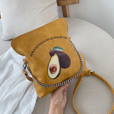 Female 2019 new summer small fresh canvas bag Messenger bag female Joker portable avocado bag