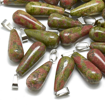 Natural Unakite Pendants with Stainless Steel Snap On Bails Drop 2830x1012mm Hole 6x4mm
Natural Unakite Pendants with Stainless Steel Snap On Bails Drop 2830x1012mm Hole 6x4mm