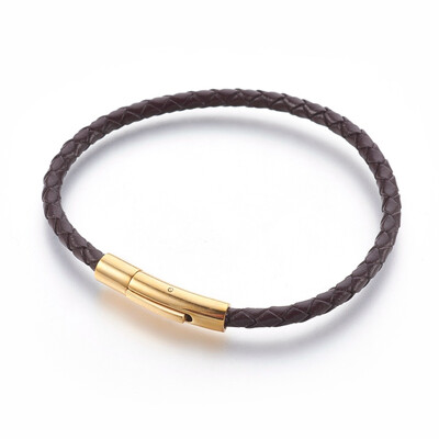 Braided Leather Cord Bracelet Making with 316 Stainless Steel Clasps Golden CoconutBrown 8-14"21cm 4mm
Braided Leather Cord Bracelet Making with 316 Stainless Steel Clasps Golden CoconutBrown 8-14"21cm 4mm