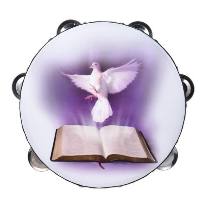 10" Double Row Jingle Tambourine Handbell Clap Drum Percussion Instrument with Dove & Bible Pattern for Church
10" Double Row Jingle Tambourine Handbell Clap Drum Percussion Instrument with Dove & Bible Pattern for Church