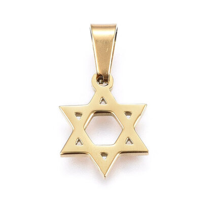 304 Stainless Steel Pendants Large Hole Pendants Star of David Golden 16x12x12mm Hole 7x35mm
304 Stainless Steel Pendants Large Hole Pendants Star of David Golden 16x12x12mm Hole 7x35mm