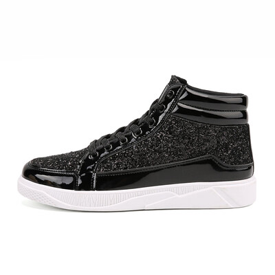 Hot Sale Sequin Patent Leather Shoes Man Glossy Bling High Top Vulcanized Shoes Breathable Soft Rubber Sole Zapatos De Hombre
Hot Sale Sequin Patent Leather Shoes Man Glossy Bling High Top Vulcanized Shoes Breathable Soft Rubber Sole Zapatos De Hombre