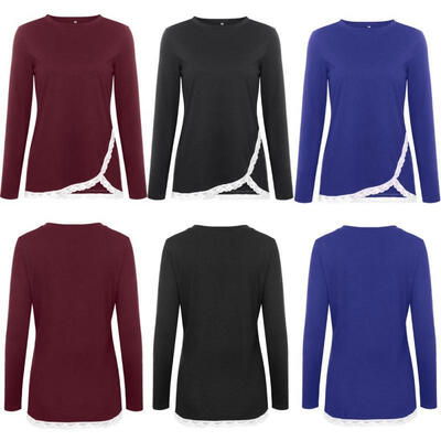 New Fashion women autumn long-sleeved solid color lace splice irregular causal loose t-shirt top pullover
New Fashion women autumn long-sleeved solid color lace splice irregular causal loose t-shirt top pullover