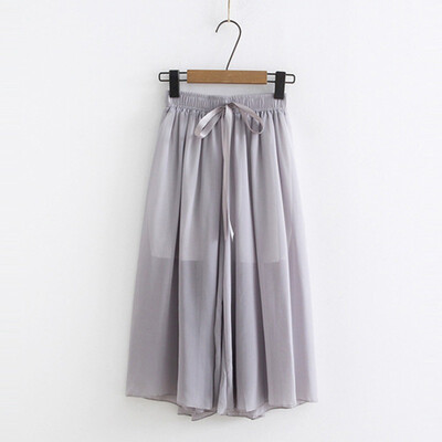 New Fashion Women Chiffon Wide Leg bow Pant Casual high waist Pant Summer Female Eastic Waist Thin Pants Trousers