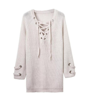 Autumn V-neck Lace Up Women Sweater Long Sleeve Loose Oversized Pockets Pullover Jumper Women Casual Knitted Pull Femme Tops
Autumn V-neck Lace Up Women Sweater Long Sleeve Loose Oversized Pockets Pullover Jumper Women Casual Knitted Pull Femme Tops