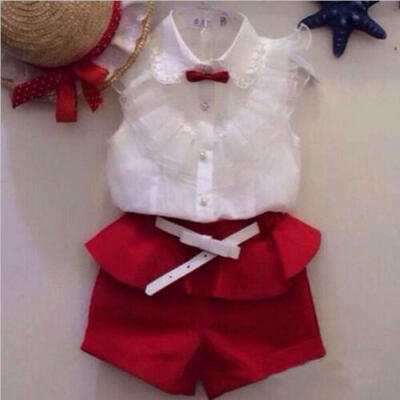 Cute Kids Baby Girls Lace Sleeveless Tops ShirtShort Pants Outfits Clothes Set