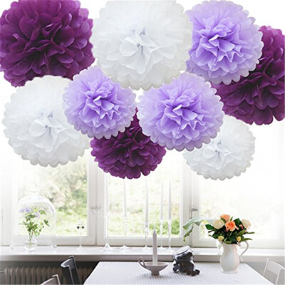 Gobestart 9pcs Tissue Paper Pompoms Flower Balls Fluffy Christmas Wedding Party Decoration