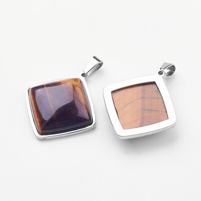 Natural Tiger Eye Pendants with 304 Stainless Steel Findings Rhombus 31x285x657mm Hole 35x8mm
Natural Tiger Eye Pendants with 304 Stainless Steel Findings Rhombus 31x285x657mm Hole 35x8mm