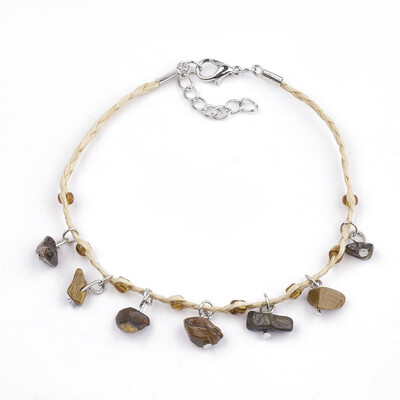 Handmade Braided Raffia Anklets Lucky Raffia with Chip Tiger Eye & Silver Lined Seed Beads Iron Lobster Clasp&Extender Chai
Handmade Braided Raffia Anklets Lucky Raffia with Chip Tiger Eye & Silver Lined Seed Beads Iron Lobster Clasp&Extender Chai