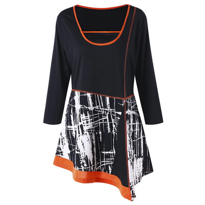 Plus Size Asymmetric Ringer T-shirt