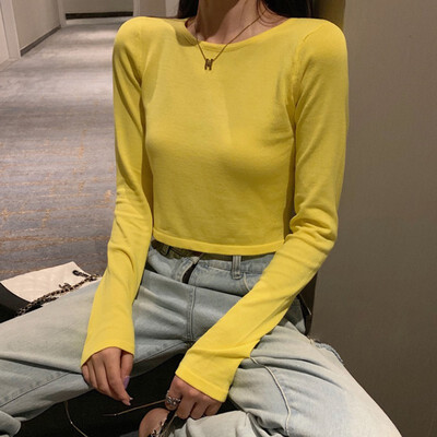 Sexy Women Ladies Slim Short Tops Long Sleeve T Shirt Casual Solid O Neck Knitted Short Tops
Sexy Women Ladies Slim Short Tops Long Sleeve T Shirt Casual Solid O Neck Knitted Short Tops