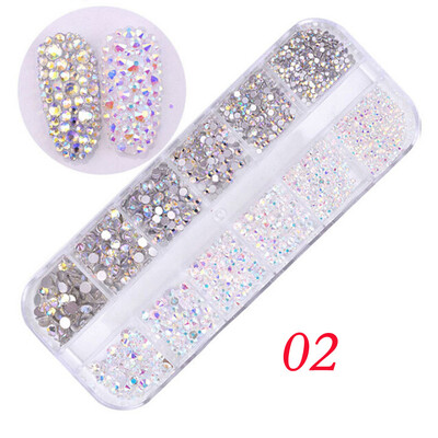 Gobestart 12 Lattices Nail Decorate Glittering Drill Long Box Packing Nail Art Make-up