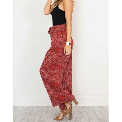 Boho Women Pants Contrast Floral Paisley Print Straight Wide Legs High Waist Ethnic Trousers Red
Boho Women Pants Contrast Floral Paisley Print Straight Wide Legs High Waist Ethnic Trousers Red