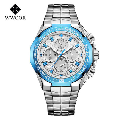 WWOOR 8868 Men Quartz Watch Stainless Steel Band Fashion Multifunction Wristwatch 5ATM Luminous Display Chronograph Calendar Date
WWOOR 8868 Men Quartz Watch Stainless Steel Band Fashion Multifunction Wristwatch 5ATM Luminous Display Chronograph Calendar Date