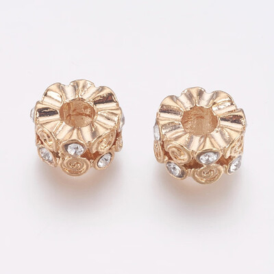 Alloy European Beads Large Hole Beads with Rhinestone Flower Light Gold 12125x7mm Hole 4mm
Alloy European Beads Large Hole Beads with Rhinestone Flower Light Gold 12125x7mm Hole 4mm