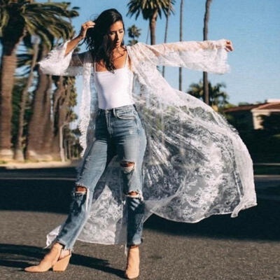 Women Lace Kimono Blouse Coat Boho Casual Cardigan Beach Bikini Cover Up Tops
Women Lace Kimono Blouse Coat Boho Casual Cardigan Beach Bikini Cover Up Tops