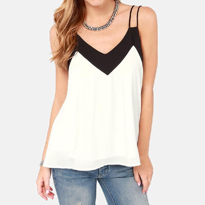 Sexy Women Chiffon Cami Tank Top Strap Contrast V-Neck Sleeveless Vest Top Camisole BlackWhite 
Sexy Women Chiffon Cami Tank Top Strap Contrast V-Neck Sleeveless Vest Top Camisole BlackWhite