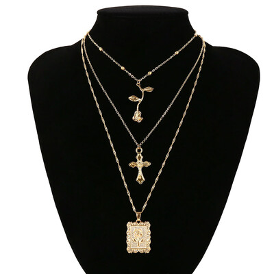 Gold Silvery Alloy Cross Pendant Necklace for Women Simple Female Long Chain Coin Necklace Rose Flower Collier 2018 Wholesale
Gold Silvery Alloy Cross Pendant Necklace for Women Simple Female Long Chain Coin Necklace Rose Flower Collier 2018 Wholesale