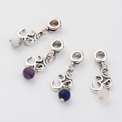 Natural Gemstone European Dangle Beads with Alloy Ohm Pendants Antique Silver 34mm Hole 5mm
Natural Gemstone European Dangle Beads with Alloy Ohm Pendants Antique Silver 34mm Hole 5mm
