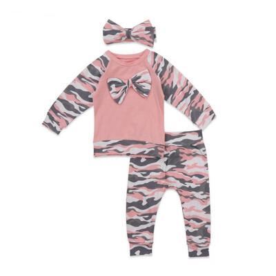 Cute 3PCS Newborn Kids Baby girl T-shirt TopsLong Pants Outfits Set Tracksuit