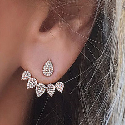 E774 Korean Jewelry Zircon Heart Crystal Flower Stud Earrings For Women Fashion Double Sides Gold Silver Color Statement Jewelry
E774 Korean Jewelry Zircon Heart Crystal Flower Stud Earrings For Women Fashion Double Sides Gold Silver Color Statement Jewelry