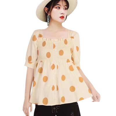 New Women Blouse Fashion Polka Dot Print Short Sleeve Shirt Casual Loose Square Collar Button Ruffles Blouses Basic Tops
New Women Blouse Fashion Polka Dot Print Short Sleeve Shirt Casual Loose Square Collar Button Ruffles Blouses Basic Tops