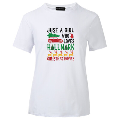 Women Christmas T-Shirt Just A Girl Who Lovers Hallmark Movies Letter Printed Graphic
Women Christmas T-Shirt Just A Girl Who Lovers Hallmark Movies Letter Printed Graphic