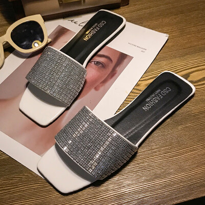 Water drill square head cool slippers simple open toe word drag spring summer flat heel fashion hundred social womens shoes
Water drill square head cool slippers simple open toe word drag spring summer flat heel fashion hundred social womens shoes