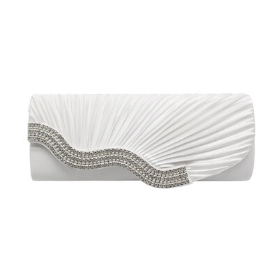 Tailored Fashion Women Solid Ruched Party Bag Chain Phone Evening Bag