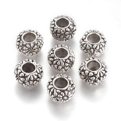 Alloy European Large Hole Beads Rondelle with Flower Antique Silver 115x7mm Hole 45mm
Alloy European Large Hole Beads Rondelle with Flower Antique Silver 115x7mm Hole 45mm