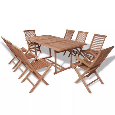 9 Piece Outdoor Dining Set with Folding Chairs Solid Teak Wood
9 Piece Outdoor Dining Set with Folding Chairs Solid Teak Wood