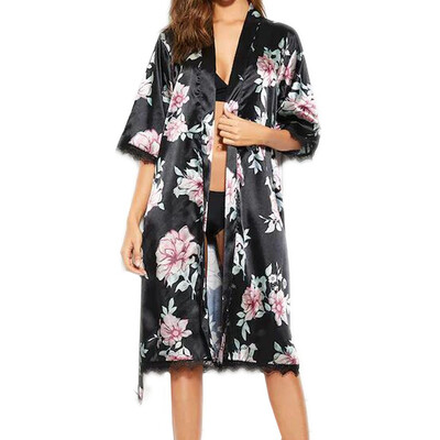 Toponeto Women Silk Satin Printed Lace Pajamas Nightgown Lingerie Bathrobe With Belt
Toponeto Women Silk Satin Printed Lace Pajamas Nightgown Lingerie Bathrobe With Belt