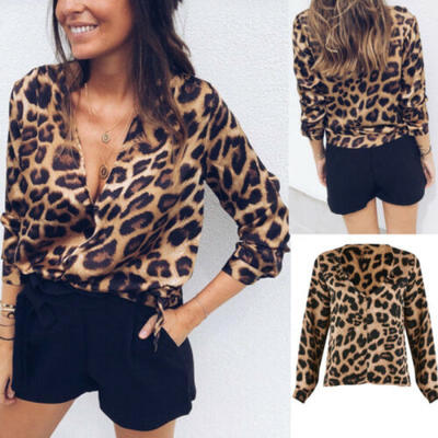 Womens Spring T-Shirt Summer Top V Neck leopard Long Sleeve Loose Shirt Blouse 
Womens Spring T-Shirt Summer Top V Neck leopard Long Sleeve Loose Shirt Blouse