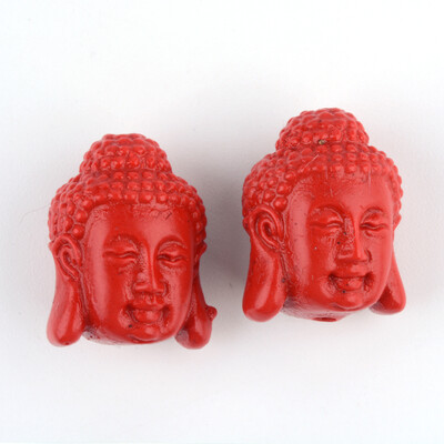 Buddhist Jewelry Cinnabar Beads Buddha FireBrick 18x145x135mm Hole 2mm