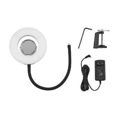 Tabletop 8inch 5500K LED Ring Video Light 24W Dimmable Fill Light with Makeup Mirror Deskclip Bendable Pole for Photo Live Video
Tabletop 8inch 5500K LED Ring Video Light 24W Dimmable Fill Light with Makeup Mirror Deskclip Bendable Pole for Photo Live Video