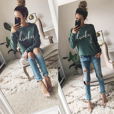 2017 autumn Europe&America AliExpress Amazon new ink green lucky letters printed long-sleeved casual sweater 1 black
2017 autumn Europe&America AliExpress Amazon new ink green lucky letters printed long-sleeved casual sweater 1 black