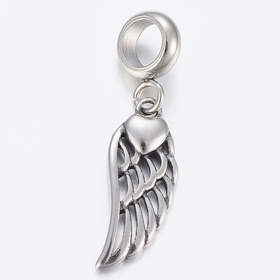 304 Stainless Steel Dangle Beads Large Hole Pendants Wing Antique Silver 29mm Hole 5mm
304 Stainless Steel Dangle Beads Large Hole Pendants Wing Antique Silver 29mm Hole 5mm