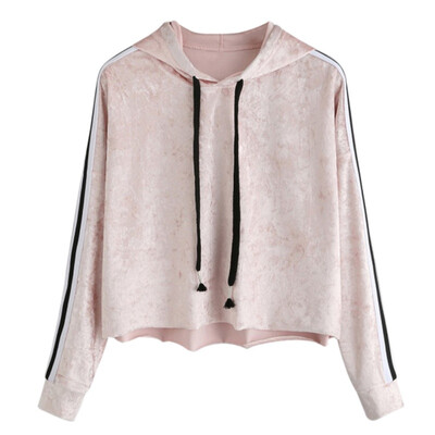 Hooded Drawstring Sweatshirt Striped Sleeve Crop Hoodies Women Burgundy Casual Tracksuit Autumn Sportswear Pullover Sweatshirts
Hooded Drawstring Sweatshirt Striped Sleeve Crop Hoodies Women Burgundy Casual Tracksuit Autumn Sportswear Pullover Sweatshirts