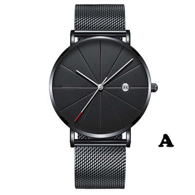 Gobestart Simple And Unobtrusive Business Network Strap Casual Mens Quartz Watch