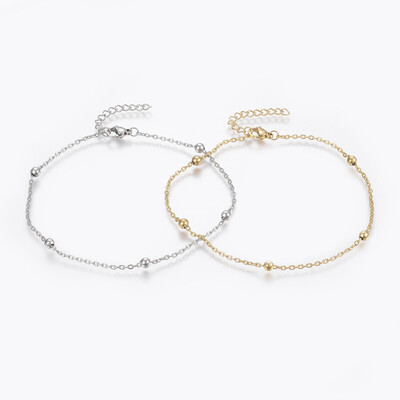 304 Stainless Steel Anklets with Lobster Claw Clasps Round Beads&Cable Chains Mixed Color 9"230mm 18mm
304 Stainless Steel Anklets with Lobster Claw Clasps Round Beads&Cable Chains Mixed Color 9"230mm 18mm