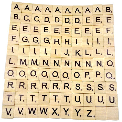 Gobestart 100 Wooden Scrabble Tiles Black Letters Numbers For Crafts Wood Alphabets